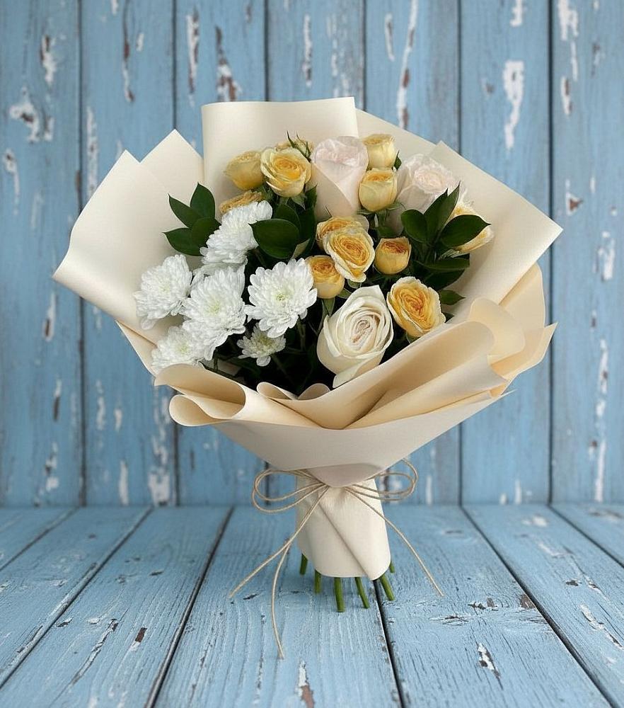 Букет цветов из: Розы и Хризантемы в Молзино