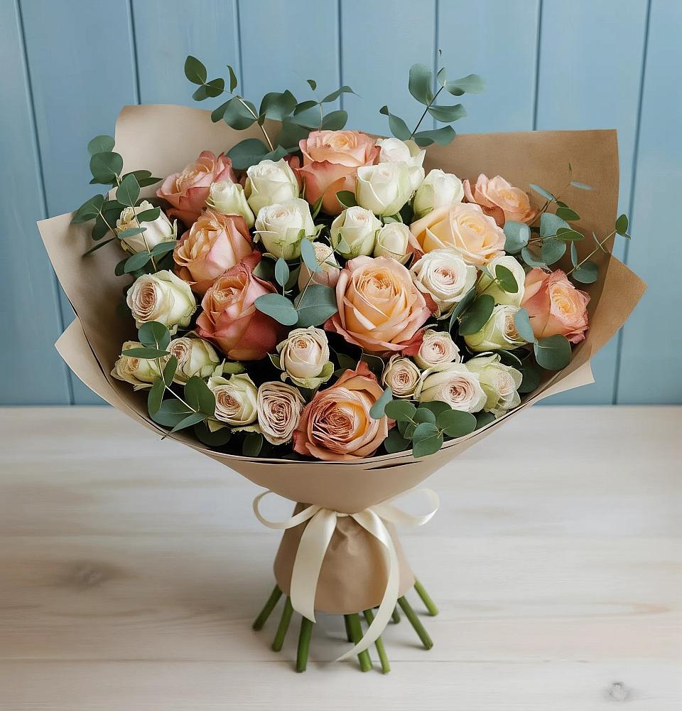 Букет цветов из: Альстромерии и Розы в Молзино