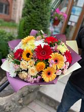 Букет цветов из:  Герберы, Ромашки, Хризантемы, Розы и Подсолнухи #REPLACE_PRED# Молзино