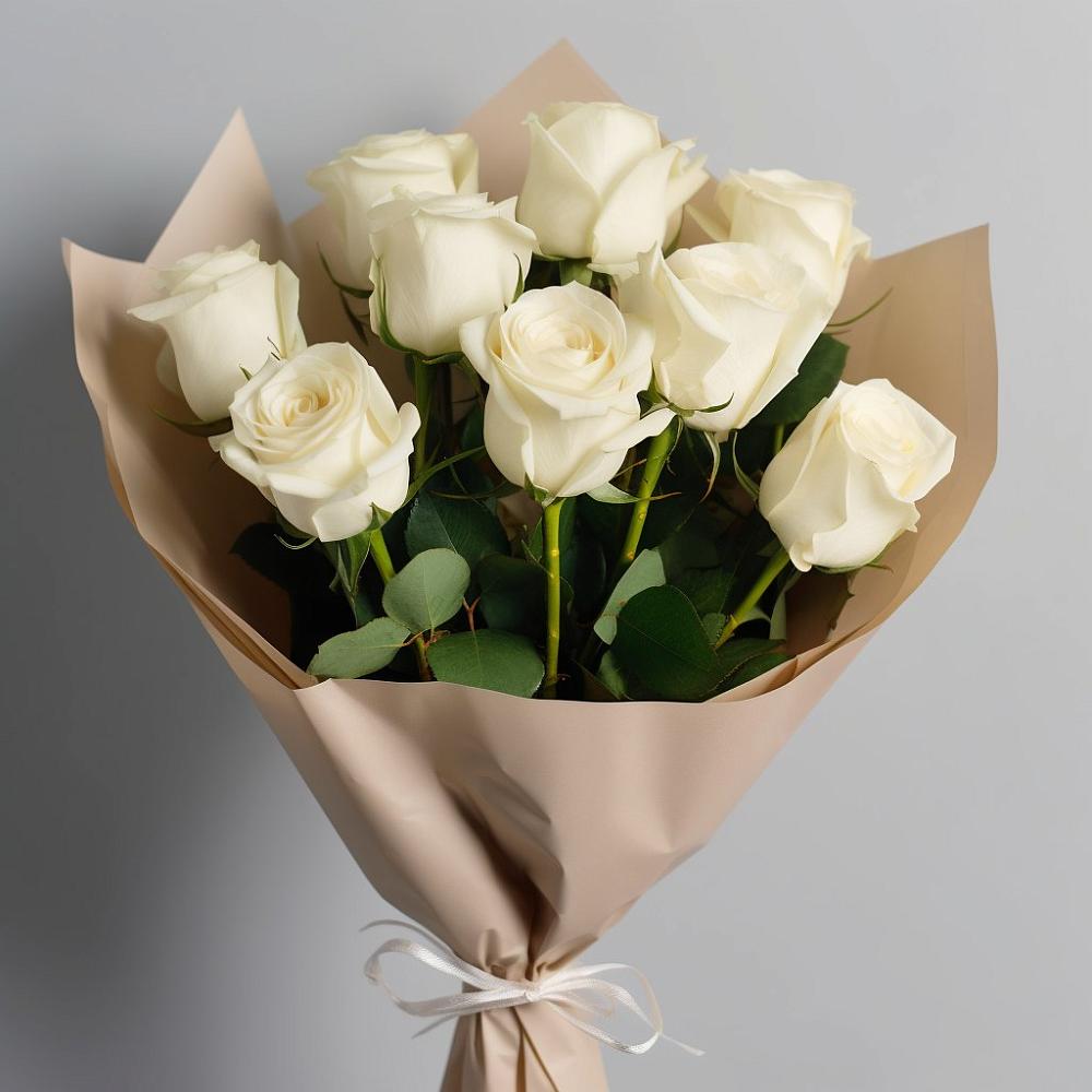 Букет 9 Белых роз Эдлесс Лав в Молзино