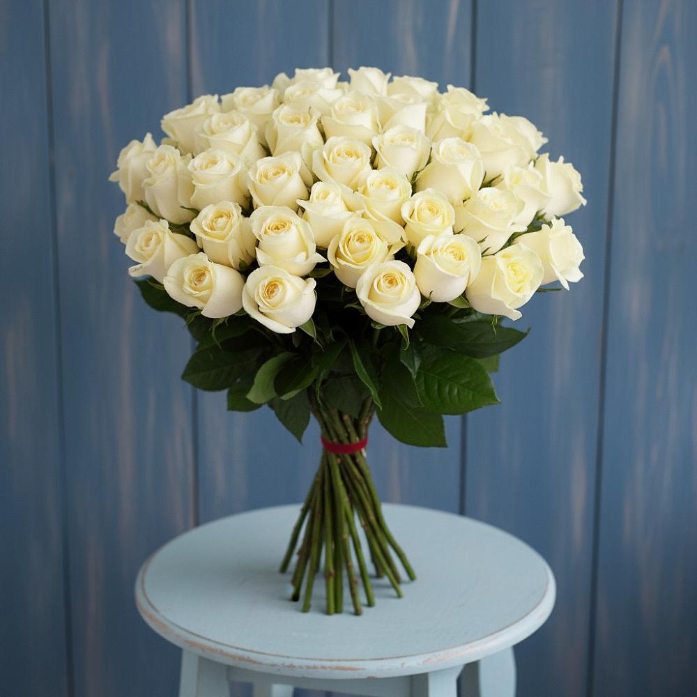 Букет 51 Белая роза Эдлесс Лав в Молзино