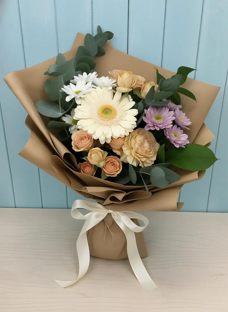 Букет цветов из: Герберы и Хризантемы в Молзино