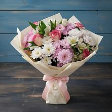 Букет цветов из:  Хризантемы, Альстромерии и Розы в Молзино