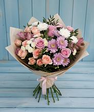 Букет цветов из:  Хризантемы, Розы и Альстромерии в Молзино