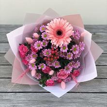 Букет цветов из:  Розы, Герберы и Хризантемы #REPLACE_PRED# Молзино